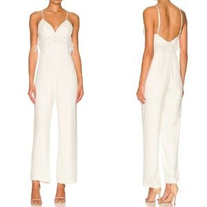 Revolve SAYLOR krysta wedding white jumpsuit with feathers